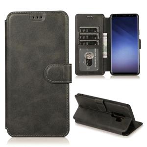 huismerk Voor Samsung Galaxy S9 Kalf texture magnetische gesp horizontale flip lederen case met houder & kaartslots & portemonnee & fotoframe(zwart)