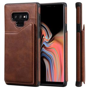 huismerk Voor Galaxy Note 9 Shockproof Calf Texture Protective Case met Holder & Card Slots & Frame(Coffee)