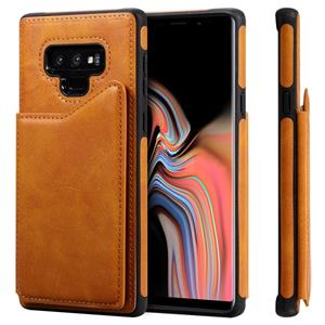 huismerk Voor Galaxy Note 9 Shockproof Calf Texture Protective Case met Holder & Card Slots & Frame(Brown)