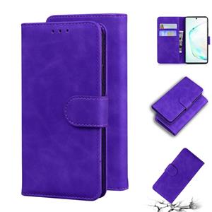 huismerk Voor Samsung Galaxy Note10 + Skin Feel Pure Color Flip Leather Phone Case (Purple)