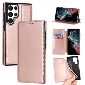 huismerk Voor Samsung Galaxy S22 Ultra 5G Knight Magnetic Suctering Leather Phone Case (Rose Gold)