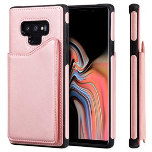 huismerk Voor Galaxy Note 9 Shockproof Calf Texture Protective Case met Holder & Card Slots & Frame(Rose Gold)