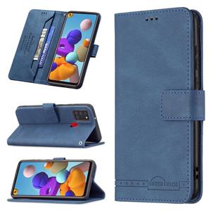 huismerk Voor Samsung Galaxy A21S Magnetische Sluiting RFID Blokkeren Anti-Diefstal Lederen Case met Houder & Card Slots & Portemonnee