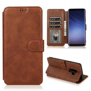 huismerk Voor Samsung Galaxy S9 Kalf texture Magnetische gesp horizontale flip lederen case met houder & kaartslots & portemonnee & fotolijst(koffie)