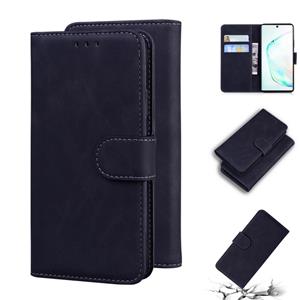 huismerk Voor Samsung Galaxy Note10 + Skin Feel Pure Color Flip Leather Phone Case (Black)