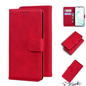 huismerk Voor Samsung Galaxy Note10 + Skin Feel Pure Color Flip Leather Phone Case