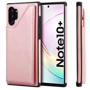 huismerk Voor Galaxy Note 10+ Shockproof Calf Texture Protective Case met Holder & Card Slots & Frame(Rose Gold)