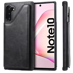 huismerk Voor Galaxy Note 10 Shockproof Calf Texture Protective Case met Holder & Card Slots & Frame(Black)