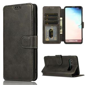 huismerk Voor Samsung Galaxy S10 Kalf texture Magnetische gesp horizontale flip lederen case met houder & kaartslots & portemonnee & fotoframe(zwart)