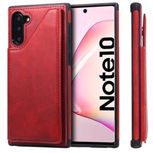 huismerk Voor Galaxy Note 10 Shockproof Calf Texture Protective Case met Holder & Card Slots & Frame(Red)