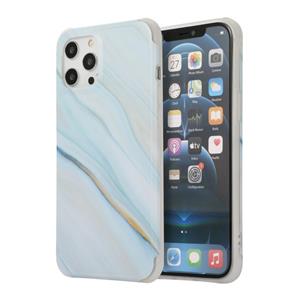 huismerk Four Corners Shocproof Flow Gold Marble IMD Back Cover Case For iPhone 13 Pro Max(Blue)