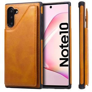 huismerk Voor Galaxy Note 10 Shockproof Calf Texture Protective Case met Holder & Card Slots & Frame(Brown)