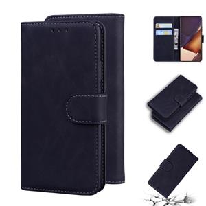 huismerk Voor Samsung Galaxy Note20 Ultra Skin Feel Pure Color Flip Leather Phone Case (Black)