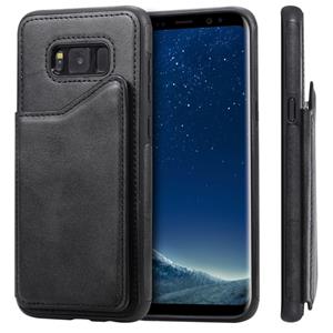 huismerk Voor Galaxy S8+ Shockproof Calf Texture Protective Case met Holder & Card Slots & Frame(Black)