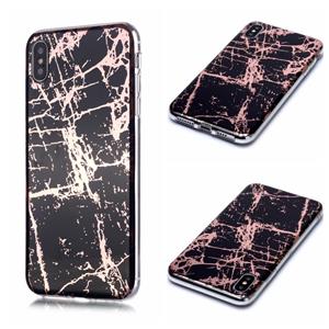 huismerk Voor iPhone X / XS Plating Marble Pattern Soft TPU Beschermhoes (Zwart Goud)