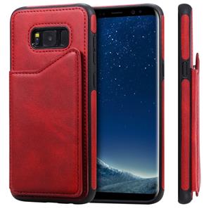 huismerk Voor Galaxy S8+ Shockproof Calf Texture Protective Case met Holder & Card Slots & Frame(Red)