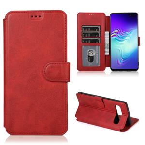 huismerk Voor Samsung Galaxy S10 5G Kalf texture Magnetische gesp horizontale flip lederen kast met houder & kaartslots & portemonnee & fotoframe(rood)