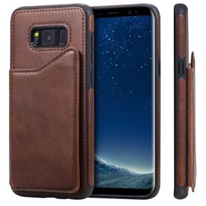 huismerk Voor Galaxy S8+ Shockproof Calf Texture Protective Case met Holder & Card Slots & Frame(Coffee)