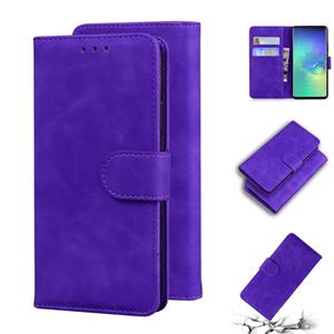 huismerk Voor Samsung Galaxy S10 + Skin Feel Pure Color Flip Leather Phone Case (Purple)