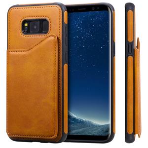 huismerk Voor Galaxy S8+ Shockproof Calf Texture Protective Case met Holder & Card Slots & Frame(Brown)