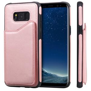 huismerk Voor Galaxy S8+ Shockproof Calf Texture Protective Case met Holder & Card Slots & Frame(Rose Gold)