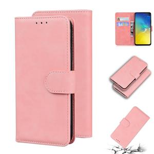 huismerk Voor Samsung Galaxy S10e Skin Feel Pure Color Flip Leather Phone Case (Pink)