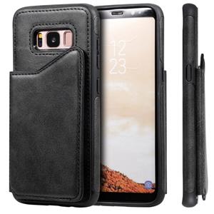 huismerk Voor Galaxy S8 Shockproof Calf Texture Protective Case met Holder & Card Slots & Frame(Black)