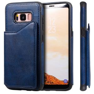 huismerk Voor Galaxy S8 Shockproof Calf Texture Protective Case met Holder & Card Slots & Frame(Blue)