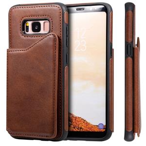 huismerk Voor Galaxy S8 Shockproof Calf Texture Protective Case met Holder & Card Slots & Frame(Coffee)