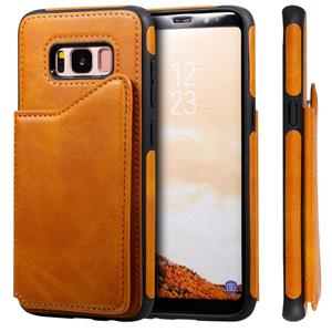 huismerk Voor Galaxy S8 Shockproof Calf Texture Protective Case met Holder & Card Slots & Frame(Brown)