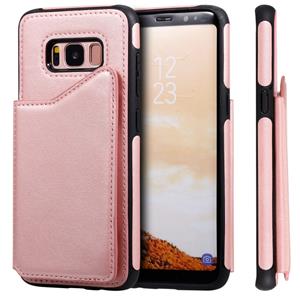 huismerk Voor Galaxy S8 Shockproof Calf Texture Protective Case met Holder & Card Slots & Frame(Rose Gold)