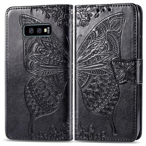 huismerk Butterfly Love bloemen reliëf horizontale Flip lederen case voor Galaxy S10e met houder & kaartsleuven & portemonnee & Lanyard (zwart)