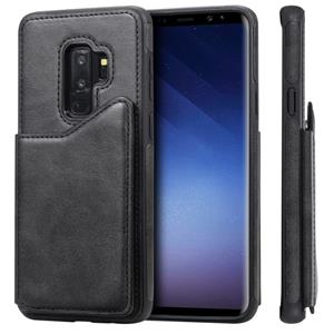 huismerk Voor Galaxy S9+ Shockproof Calf Texture Protective Case met Holder & Card Slots & Frame(Black)