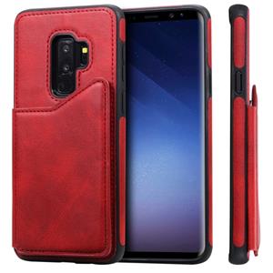 huismerk Voor Galaxy S9+ Shockproof Calf Texture Protective Case met Holder & Card Slots & Frame(Red)