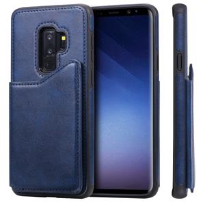 huismerk Voor Galaxy S9+ Shockproof Calf Texture Protective Case met Holder & Card Slots & Frame(Blue)