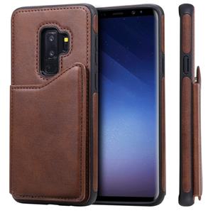 huismerk Voor Galaxy S9+ Shockproof Calf Texture Protective Case met Holder & Card Slots & Frame(Coffee)