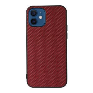 huismerk Koolstofvezel huid PU + PC + TPU shockprof beschermhoes voor iPhone 12 mini