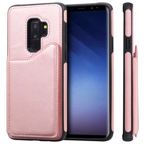 huismerk Voor Galaxy S9+ Shockproof Calf Texture Protective Case met Holder & Card Slots & Frame(Rose Gold)