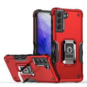 huismerk For Samsung Galaxy S21+ 5G Ring Holder Non-slip Armor Phone Case(Red)