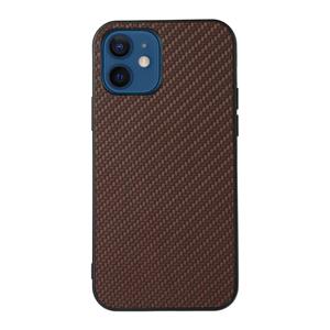 huismerk Carbon Fiber Skin PU + PC + TPU shockprof beschermhoes voor iPhone 12 Mini