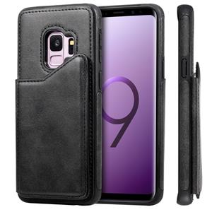 huismerk Voor Galaxy S9 Shockproof Calf Texture Protective Case met Holder & Card Slots & Frame(Black)