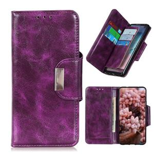 huismerk Crazy Horse Texture Magnetic Buckle Horizontal Flip Leather Case with Holder & 6-Card Slots & Wallet For iPhone 13(Purple)