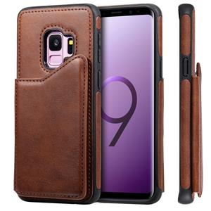 huismerk Voor Galaxy S9 Shockproof Calf Texture Protective Case met Holder & Card Slots & Frame(Coffee)