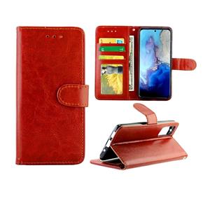 huismerk Voor Galaxy S20 Crazy Horse Texture Leather Horizontal Flip Protective Case met Holder & Card Slots & Wallet & Photo Frame(Brown)