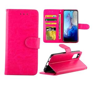 huismerk Voor Galaxy S20 Crazy Horse Texture Leather Horizontal Flip Protective Case met Holder & Card Slots & Wallet & Photo Frame(Magenta)