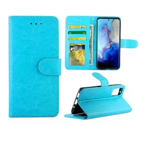 huismerk Voor Galaxy S20 Crazy Horse Texture Leather Horizontal Flip Protective Case met Holder & Card Slots & Wallet & Photo Frame(Baby Blue)