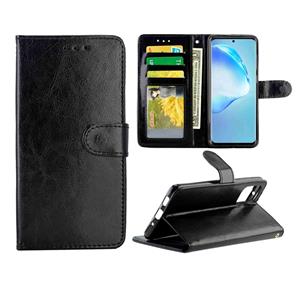 huismerk Voor Galaxy S20+ Crazy Horse Texture Leather Horizontal Flip Protective Case met Holder & Card Slots & Wallet & Photo Frame(Black)