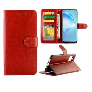 huismerk Voor Galaxy S20+ Crazy Horse Texture Leather Horizontal Flip Protective Case met Holder & Card Slots & Wallet & Photo Frame(Brown)