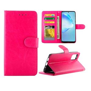 huismerk Voor Galaxy S20+ Crazy Horse Texture Leather Horizontal Flip Protective Case met Holder & Card Slots & Wallet & Photo Frame(Magenta)