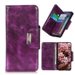 huismerk Crazy Horse Texture Magnetic Buckle Horizontal Flip Leather Case with Holder & 6-Card Slots & Wallet For iPhone 13 Pro Max(Purple)